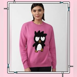 Forever 21 X Hello Kitty&Friends Badtz-Maru Print Knit Sweater Pink Size S